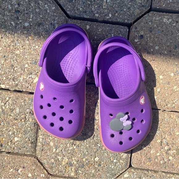 Crocs girls purple and pink clogs slip on. Size 6-7. Used - Picture 9 of 9